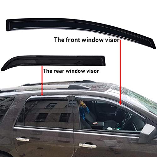Lightronic Extra Durable Outside-Mount Auto Vent Window Visor, Fits 2007-2016 GMC Acadia, 2017 Acadia Limited, UV Protection Rain Guard, Original Wind Deflector, No-Drill Install, Dark Smoke, 4-Pcs