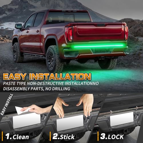 XRIDONSEN 60 inch Truck Tailgate Green Emergency Lights Strip 360 LED Strobe Light Rear Window Lights Flashing Warning Hazard Safety First Responder Lights for Vehicles Trucks Pickup - color: Green