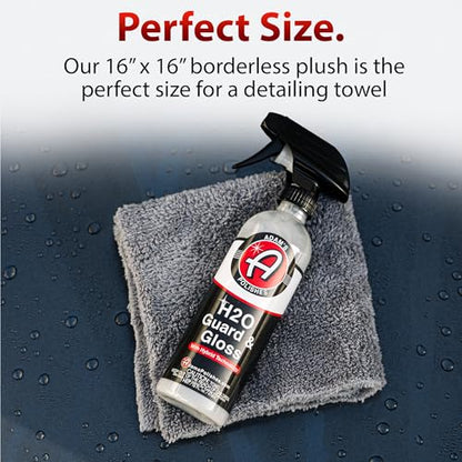 Adam's Borderless Grey Microfiber Towel (1pk) - Premium Ultra Soft Car Detailng Towel Cloths, 480gsm - Safe for Car Wash, Home Cleaning & Pet Drying Cloths (16 Inch x 16 Inch) - size: Pack of 1