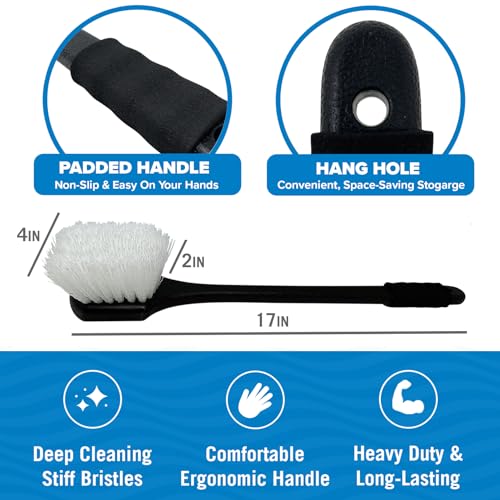 Stiff Hand Scrub Brush, Large Handle Heavy Duty Tire and Wheel Cleaning Tool, Outdoor Boat Scrubber with Handle, Carpet Cleaner, All-Purpose Cleaning Brush - style: Long Handle