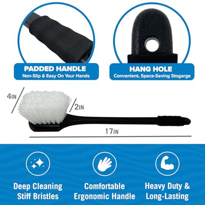 Stiff Hand Scrub Brush, Large Handle Heavy Duty Tire and Wheel Cleaning Tool, Outdoor Boat Scrubber with Handle, Carpet Cleaner, All-Purpose Cleaning Brush - style: Long Handle