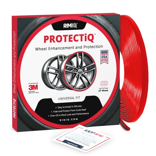 RIMiQ PROTECTiQ Universal Wheel Protection - 1/4" Trim Easy to Apply with Automotive 3M Tape. 6 Colors - Fits Up to 24" Rims - Including Tesla - Red - color: Red, size: Protectiq