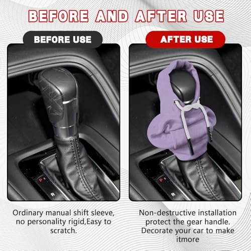 Gear Shift Hoodie, Shifter Hoodie, Funny Car Gear Shift Protector Cover, Automotive Interior Cute Gadgets Fashionable Mini Sweater Shifter Stick Knob Cover Universal for Most Vehicles (Purple) - color: Purple