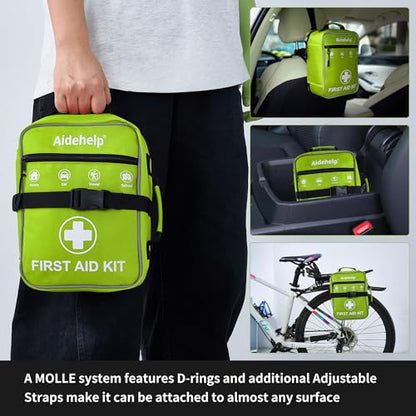 520 Pieces Premium First Aid Kit - Large Emergency Medical Kit for Survival, Car, Home, Travel, Camping, Backpack, Hiking, School (Green) - color: Green