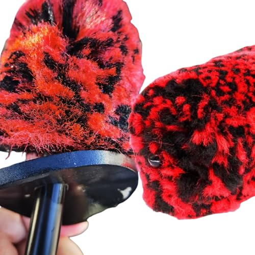 4PCS Wheel Brush Kit for Cleaning Wheel and Tire, Wheel and Rim Brush, Car Detailing Brushes, 360 Degree Bendable & Durable Car Wheel Rim Cleaner Brush Set (Red) - color: Red