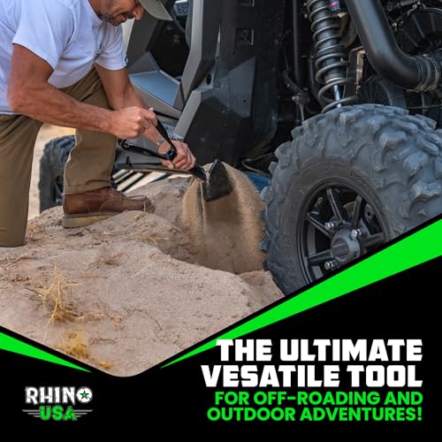RHINO USA Folding Survival Shovel w/Pick - Heavy Duty Carbon Steel Military Style Entrenching Tool for Off Road, Camping, Gardening, Beach, Digging Dirt, Sand, Mud & Snow. - size: Military 22" E-tool