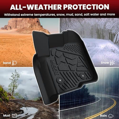 LASFIT Floor Mats for Ford F250 F350 2012-2016 Super Duty Crew Cab Without Manual Transfer Case Shifter All Weather Protector TPE Car Carpet Floor Liners, 1st & 2nd Rows, 3pc Black - style: 2) SuperDuty| 12-16 | 2Rows w/o Manual Shifter