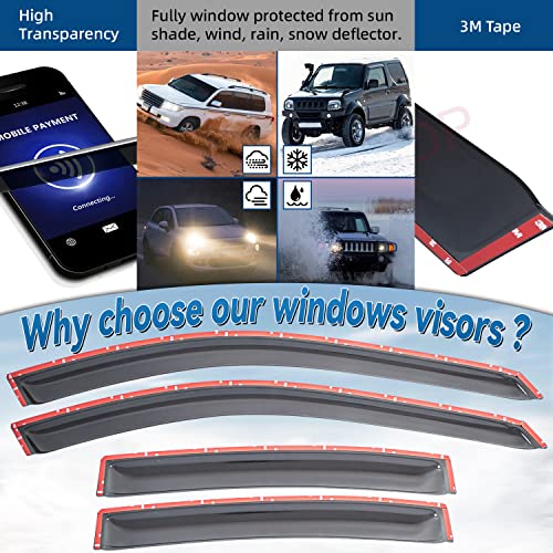 4pcs Front+Rear JDM Smoke Sun/Rain Guard Outside Mount Tape-On Window Visors Compatible with 04-08 Acura TL - size: Compatible with 2004-2008 Acura TL