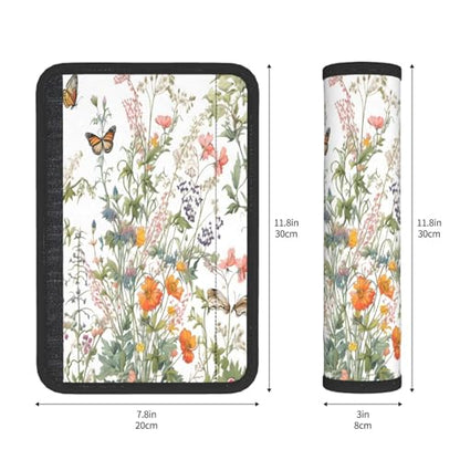 Seat Belt Cover Pad Wildflowers Flower Leaves Butterfly Soft Safety Car Automotive Seat Belt Pads Cushion Shoulder Strap Covers for Cars or Bags, 2 Pcs - color: Wildflowers Flower Leaves Butterfly