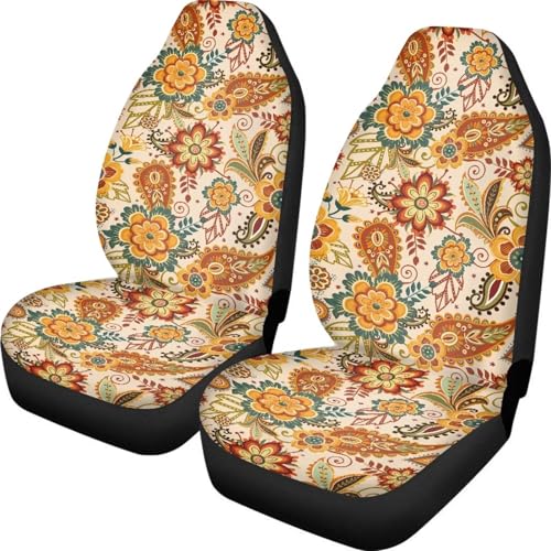 Fall Boho Mandala Front Car Seat Covers Thanksgiving Decorative Driver Seat Cover Full Wrapping Edge Automotive Seat Cushion Covers Car Interior Accessories Compatible with SUV,Sedan - color: Fall Boho Floral