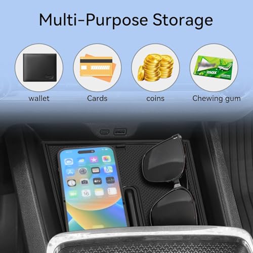 smabee Center Console Organizer Tray for Chevrolet Chevy Equinox 2025 2026 Accessories for Equinox Armrest Storage Console Insert ABS - size: Center Console Organizer Tray