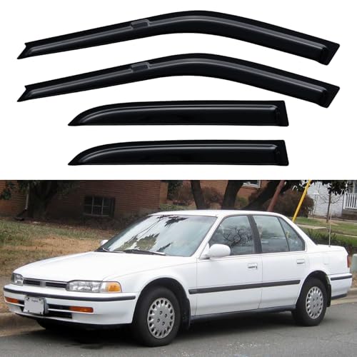 Window Visors Rain Guards for 1990 1991 1992 1993 Honda Accord Sedan, Out-Channel Window Vent Wind Deflectors Visors Shades for 90 91 92 93 Accord - size: 1990-1993 Honda Accord