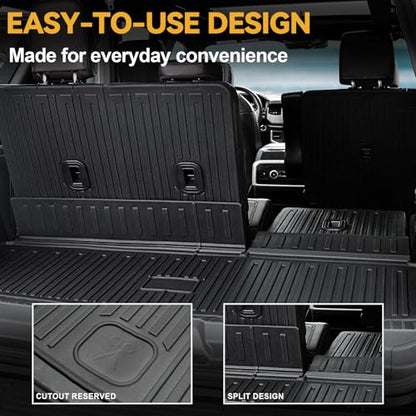 Cargo Mat for 2018-2024 Ford Expedition/Lincoln Navigator 7/8 Seats, Full Coverage All Weather Trunk Cargo Liner with 3rd Row Backrest Protectors (Not fit Max or L Model)