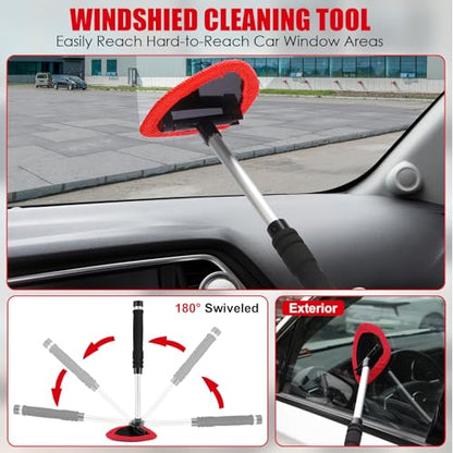 17PCS Car Cleaning Kit, Car Interior Detailing Kit with Red High Power Handheld Vacuum, Detailing Brush Set, Windshield Cleaner, Cleaning Gel, Complete Auto Accessories for Women - color: Red