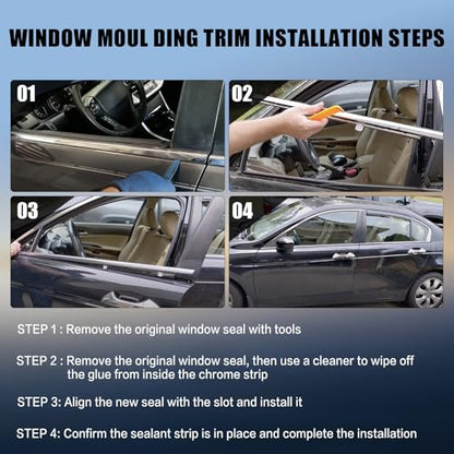 ItranMc Window Molding Trim for Honda CR-V/CRV 2007-2011,Chrome Outer Door Weatherstrip Window Seal Belt,Replace#72410-SWA-A01 72450-SWA-A01 72910-SWA-A01 72950-SWA-A01 - style: CR-V 2007-2011