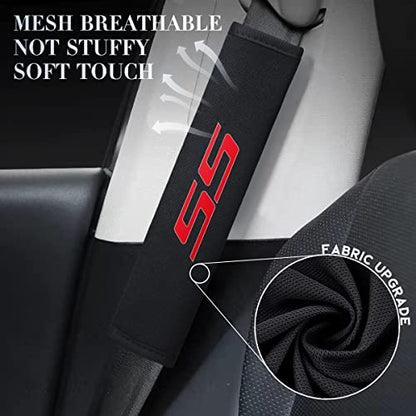 2PCS Seat Belt Covers Compatible with Chevy Camaro SS Accessories, Seatbelt Shoulder Strap Pads Safety Belt Cushions Protective Sleeves for Camaro SS Owners - color: Seat Covers-SS