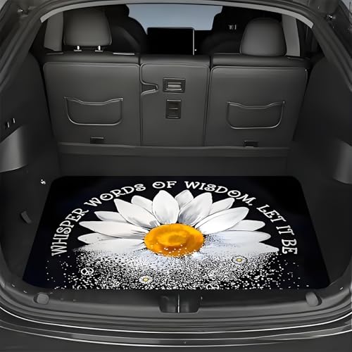 Universal Car Trunk Mat 29" x 39", A Large Daisy All Weather Trunk Protection Cargo Liner, Durable Cargo Mat Rear Trunk Liner, Stylish Vehicle Interior Accessories Suitable for Most Car Models - color: A Large Daisy