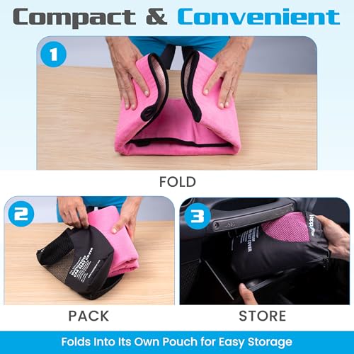 HAPPEGEAR Happeseat Waterproof Car Seat Cover & Protector – Universal Fit Car Seat Towel Cover – Non-Slip Backing, Easy Install & Storage, Machine Washable, Fits Front & Back, Pink - color: Pink