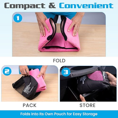 HAPPEGEAR Happeseat Waterproof Car Seat Cover & Protector – Universal Fit Car Seat Towel Cover – Non-Slip Backing, Easy Install & Storage, Machine Washable, Fits Front & Back, Pink - color: Pink