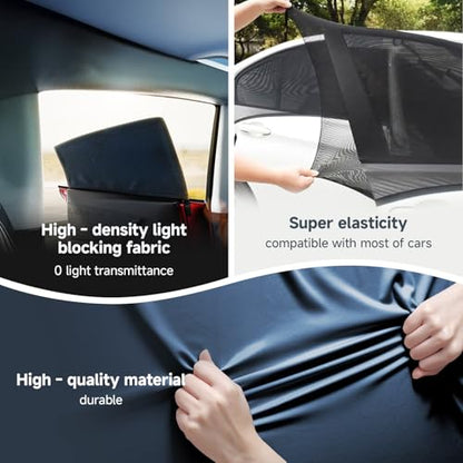DMJN Car Window Shades for Baby (100% UV & Sun Block) Car Side Windows Covers Sun Shades for Baby in Car,Easy-Install Nano Ice-Crystal Coating-Universal Fit (Medium),2 Pack