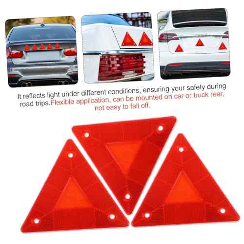 Alipis 10pcs Plastic Car Reflectors Triangle Warning Signs Vehicle Rear Marker Boards Truck Reflective Safety Triangles for Roadside Emergency