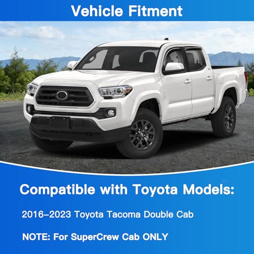 4Pcs Window Vent Visors, Outside-Mount Window Deflectors, Rain Guards for 2016-2023 Toyota Tacoma Double Cab - size: 2016-2023 Tacoma Double Cab