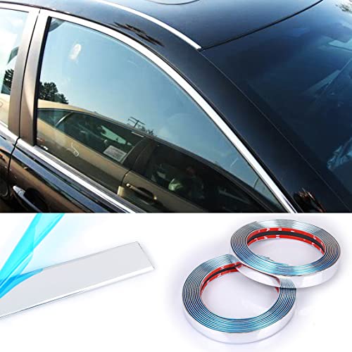32Ft Automotive Car Exterior and Interior Molding Trim Universal Bumper Window Door Body Side and Household Furniture Surfaces Decorative Strip Scratch-Proof (5/16 inch (8mm), Chrome Silver) - color: Chrome Silver, size: 5/16 inch (8mm)