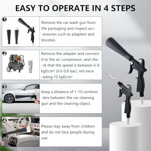 Tornado Detailing Car Cleaning Gun with Metal Nozzle | Interior Drying Air Gun | High Pressure Blower Gun | Car Cleaning Kit for Swiftly Removing Dirt and Dust with Air Flow - size: Size2
