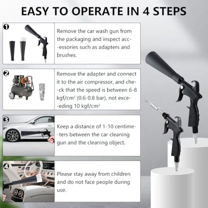 Tornado Detailing Car Cleaning Gun with Metal Nozzle | Interior Drying Air Gun | High Pressure Blower Gun | Car Cleaning Kit for Swiftly Removing Dirt and Dust with Air Flow - size: Size2