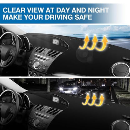 KUST Black Dash Cover for 2010 2011 2012 2013 Mazda3 Non-Slip Dashboard Cover Polyester Center Console Dash Cover Interior Accessories for Mazda3 Custom Fit Dash Mat Car Dash Protector No Glare - size: Mazda3 10-13(black)