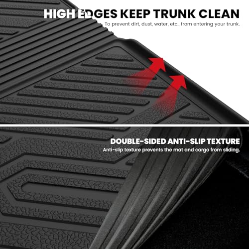 LASFIT Cargo Mat with Backrest Mat for Honda Pilot 2016-2022, Split & One-Piece Foldable Seating TPE Custom Fit Trunk Mat Cargo Liner with Seatback Mat Accessories, Black - style: 4）For Honda Pilot | 2016-2026 | Trunk Mat