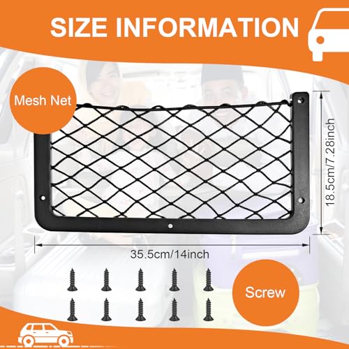 Frienda 4 Pcs Car Storage Net Bag, ABS Plastic Framed Mesh Net Holder, Phone & Cargo Organizer with Screws for Auto, Rv, Boat, Truck Pocket Storage (14 x 7.3 Inch) - size: 14 x 7.3 Inch
