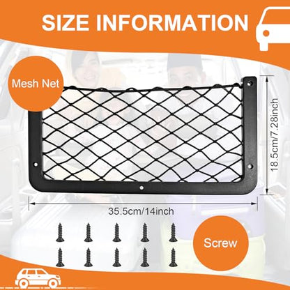 Frienda 4 Pcs Car Storage Net Bag, ABS Plastic Framed Mesh Net Holder, Phone & Cargo Organizer with Screws for Auto, Rv, Boat, Truck Pocket Storage (14 x 7.3 Inch) - size: 14 x 7.3 Inch