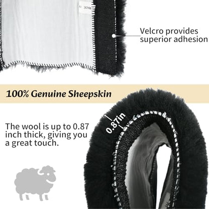Aegis Cover Sheepskin Seat Belt Cover, Premium Australian Merino Wool Padding, Ultra-Soft & Durability, 0.5" Thick Seat Belt Pads, Universal Fit for Car, Truck, SUV 2Pack (Black) - color: BLACK