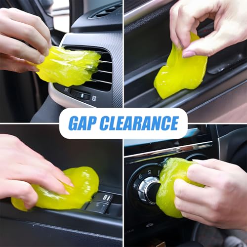 Car Cleaning Gel, Vehicle Dust Detailing Putty Slime Cleaner Kit for Air Vent, Reusable Automotive Interior Detail Clean Mud Removal Tool, Universal for SUV Sedan Truck (Yellow) - color: Yellow