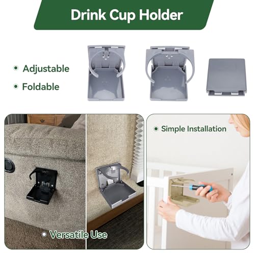 2pcs Adjustable Folding Cup Holder Automotive Water Drink Bottle Holder, fit Most Size Mugs Bottle, with Screws and Tapes, for Car Auto Truck RV Boat Van Camper Caravan Marine Yacht (Gray) - color: Gray