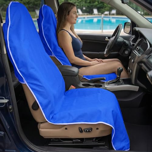 Dri Seats Waterproof Car Seat Cover – Premium Sweat Towel with Slip Resistant Backing for Front Seats in Cars, Trucks, SUVs – Universal Seat Covers & Liner, Easy Install (Blue, Large) - color: Blue, size: Large