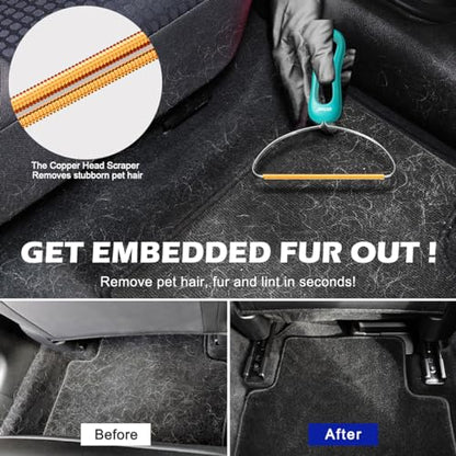 Pet Hair Remover 3-Pack, Dog Cat Hair Remover, Lint Shaver Cleaner Pro, Fur Removal Tool, Portable Carpet Scraper, Fuzz Rollers Hairball Brush for Carpets, Clothes, Car Mats, Couch, Pet Bed, Furniture
