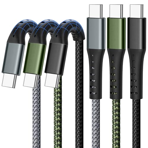 DFLASHS 3-Pack 3FT 60W Type C to Type C Nylon Braided USB C Fast Charging Cable for S23 Ultra/A14/S23/A54, iPhone 16/Pro Max, iPhone 15/Pro Max, Pixel 8 7, Redmi, iPad Pro, MacBook Pro and More (3FT) - size: 3FT