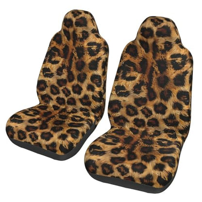 Leopard Print Seat Covers Brown Cheetah Car Accessories Universial Fit Bucket Seats Covers for SUV Truck Vans Sedans Front Seat Only Seat Protector Washable Polyester Seat Cushion - color: Leopard
