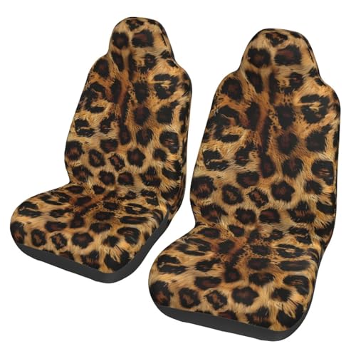 Leopard Print Seat Covers Brown Cheetah Car Accessories Universial Fit Bucket Seats Covers for SUV Truck Vans Sedans Front Seat Only Seat Protector Washable Polyester Seat Cushion - color: Leopard