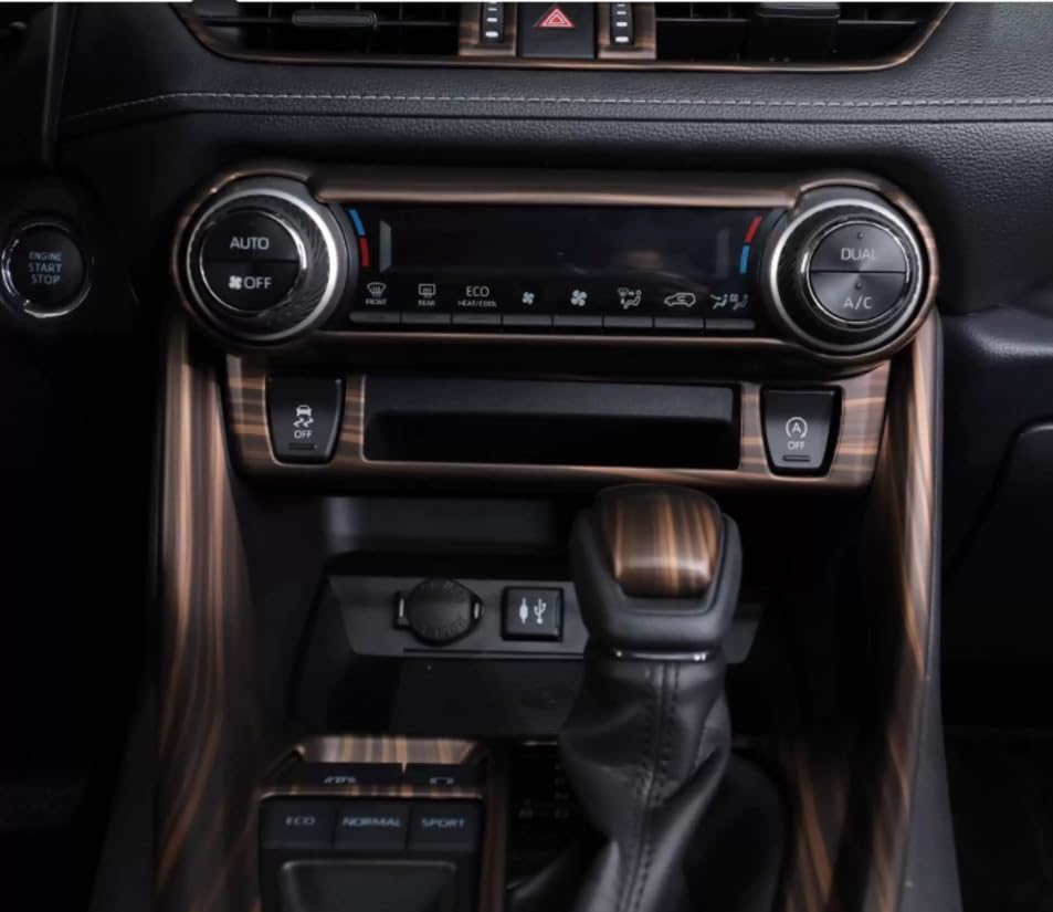 ERIDANUS Auto Accessories Fit for RAV4 2024 2023 2022 2021 2020 2019 Dashboard Ac Switch Panel Button Cover Frame Trim (Peach Wood Style) ABS 1 PC - color: Peach Wood Style