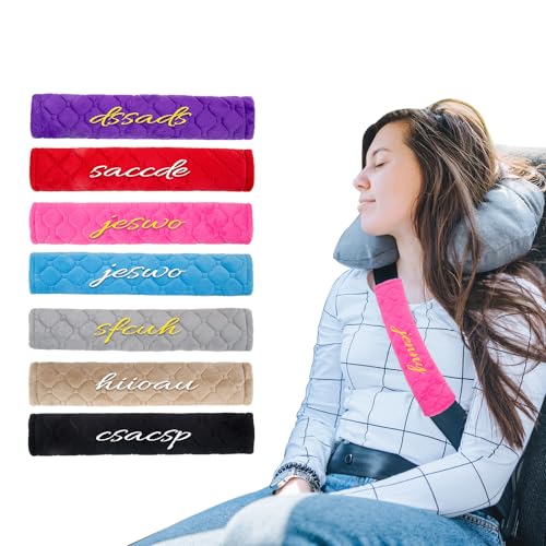 Personalized Seat Belt Cover Pads 1PCS Soft Customized Text Auto Seat Belt Strap Shoulder, More Comfortable Driving, Suitable for Car Seat Belt, Backpack, Shoulder Bag - color: 1PCS