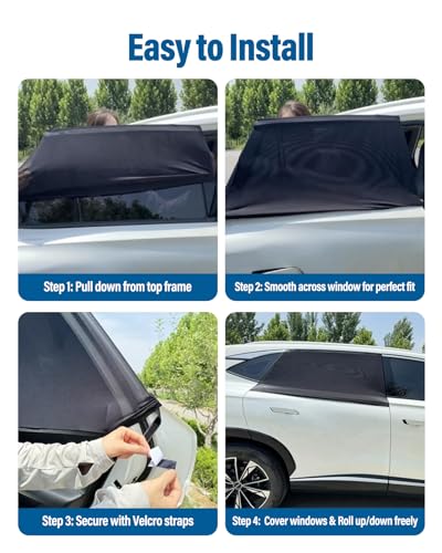 Car Window Shades 2 Pack, FOLUMAD Side Car Window Rear Sun Shades for Baby, Anti-UV Protection Breathable Mesh Camping Window Covers for Truck SUV, Protect Privacy for Kids, Family - size: Medium