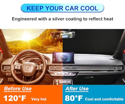 Windshield Sun Shade for Honda Civic 2006 2007 2008 2009 2010 2011, Front Window Shade Sun Visor Protector Honda Civic Accessories Foldable Sunshade Blocks UV Rays Keeps Your Car Cooler - size: for Civic 2006-2011