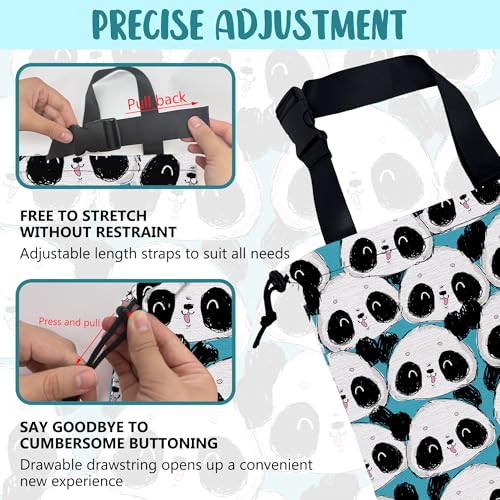 Car Garbage Bag Cute Panda Hanging Canvas Car Trash Bag Waterproof Drawstring Car Back Seat Organizer for Car Back Front Seat Console with Adjustable Buckle - color: Cute Panda