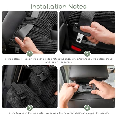 HIGOGOGO Washable Travel Pillow, Car Pillow for Kids & Adults, Travel Pillows with Removable Soft Cover and High-Support Foam, Fix Neck and Body Sitting/Sleeping on The Trip, Black - color: U-black
