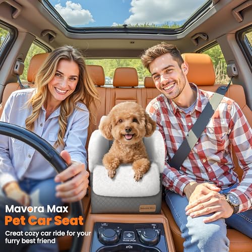 Portable Small Dog Seat for Car, Luxury Center Console Dog Car Seat Booster with Safety Tethers, Anti-Collapse Pet Travel Carseat for SUV, Truck (Dark Grey/White) - color: Dark Grey/White
