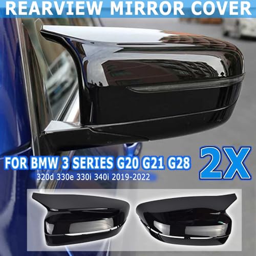 AJHLJ® Black Rearview Mirror Cover Side Mirror Covers Caps for BMW 3 4 5 7 8 Series G20 G21 G22 G23 G26 G30 G31 G11 G12 G14 G15 G16 2017-2021 (Glossy Black) - color: Glossy Black