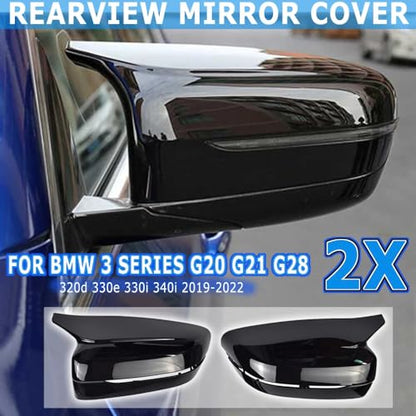 AJHLJ® Black Rearview Mirror Cover Side Mirror Covers Caps for BMW 3 4 5 7 8 Series G20 G21 G22 G23 G26 G30 G31 G11 G12 G14 G15 G16 2017-2021 (Glossy Black) - color: Glossy Black